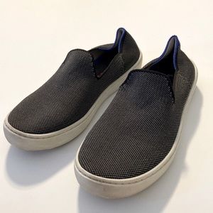 Rothys Sneaker Shoes Youth Boys 3 Gray Black Knit Washable Slip On Flat Loafers